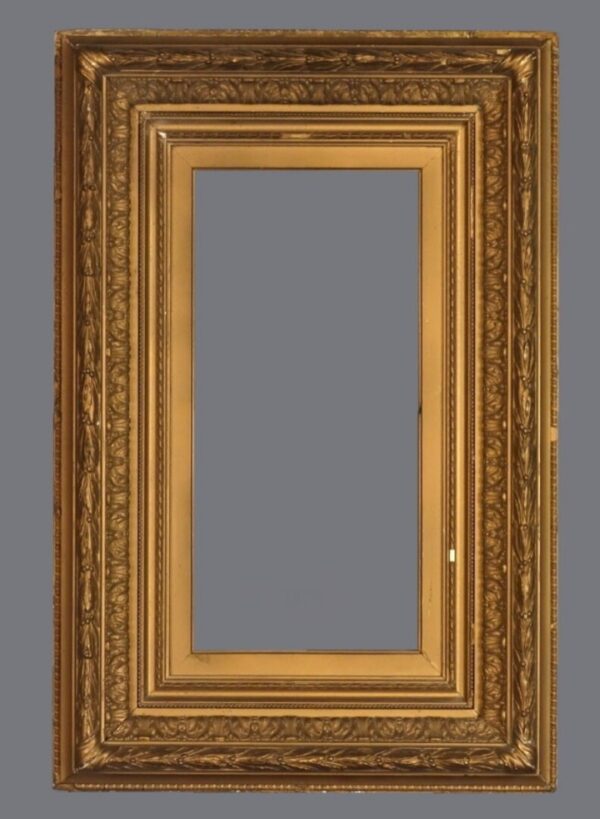 A picture frame with a gray background