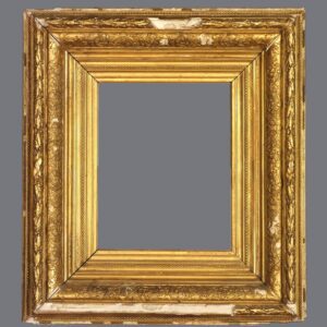 A picture frame with a gray background.