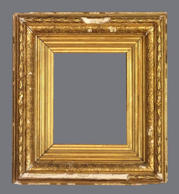 A picture frame with a gray background.