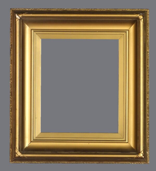 A gold frame with gray background