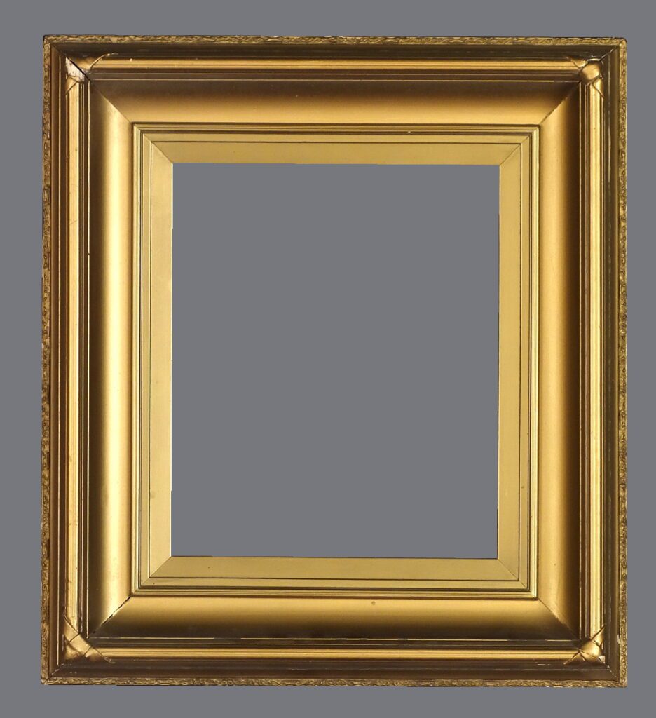 A gold frame with gray background