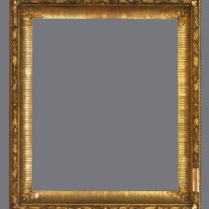 A gold frame with a gray background.