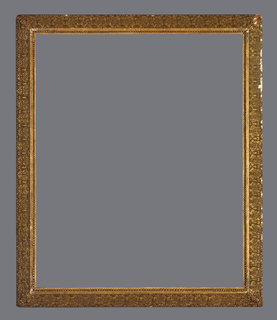 A picture frame with gold leaf on it.