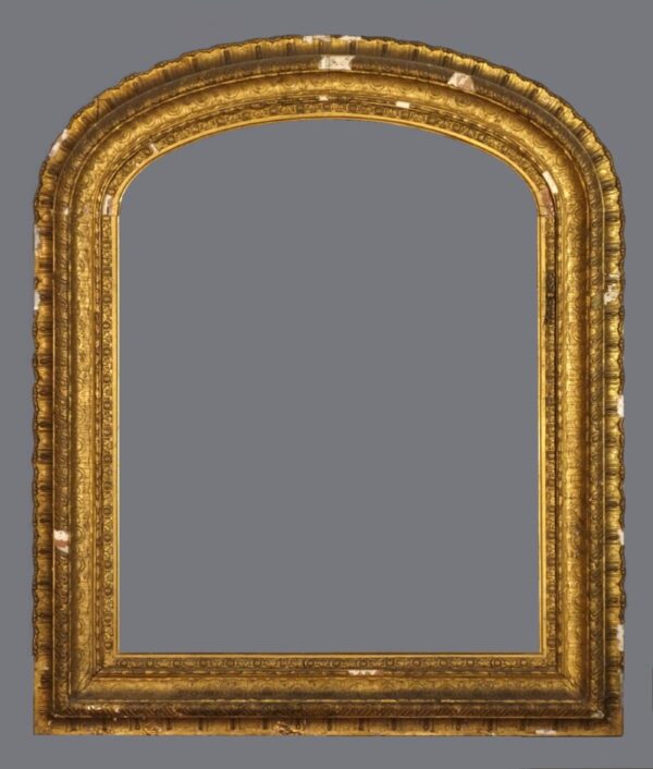 A gold frame with a gray background