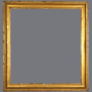 A gold frame with gray background