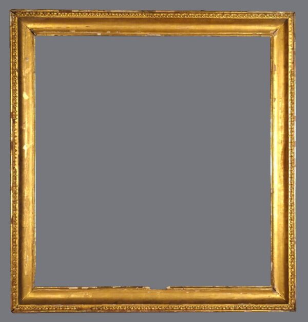 A gold frame with gray background