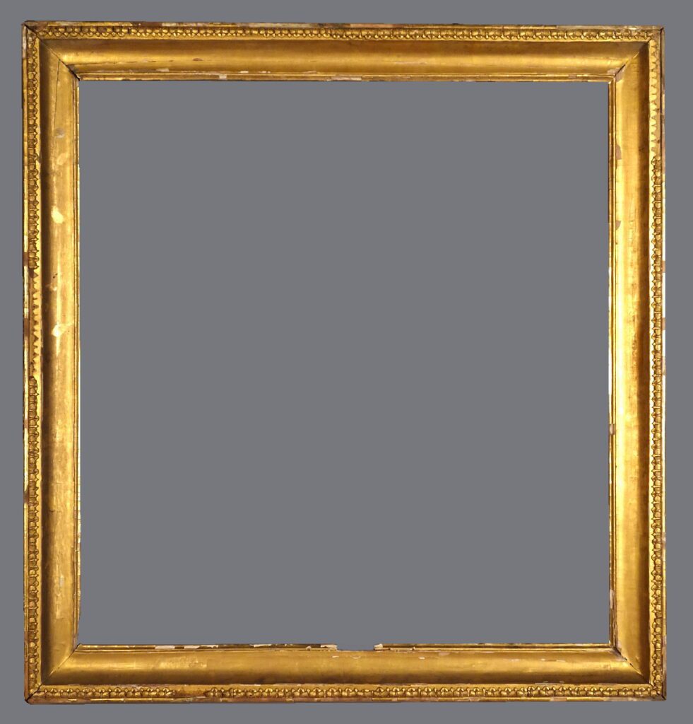 A gold frame with gray background