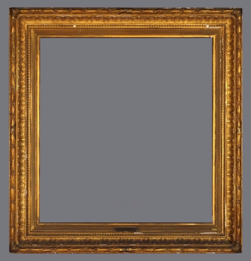 A gold frame with a gray background