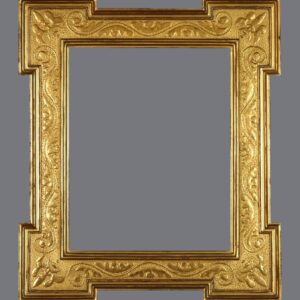 A gold frame with a gray background