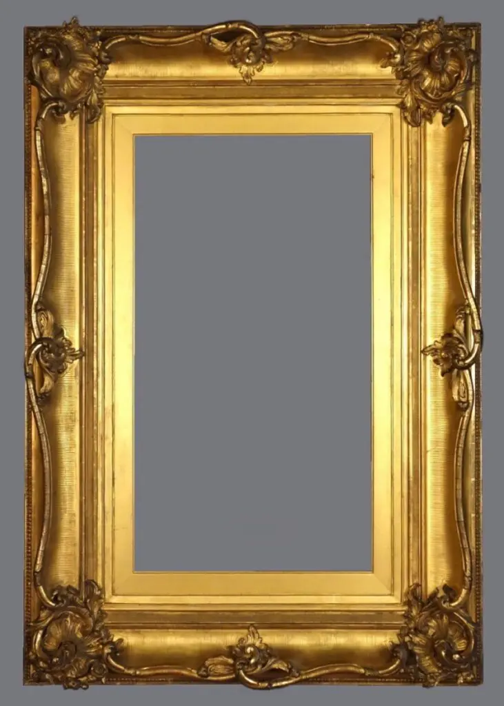 A gold frame with a gray background