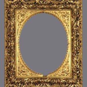 A gold frame with a gray background