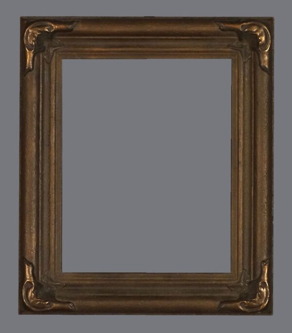 A picture frame with a gray background.