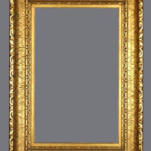 A gold frame with a gray background.