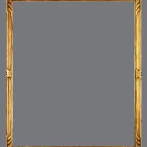 A picture frame with an ornate gold finish.