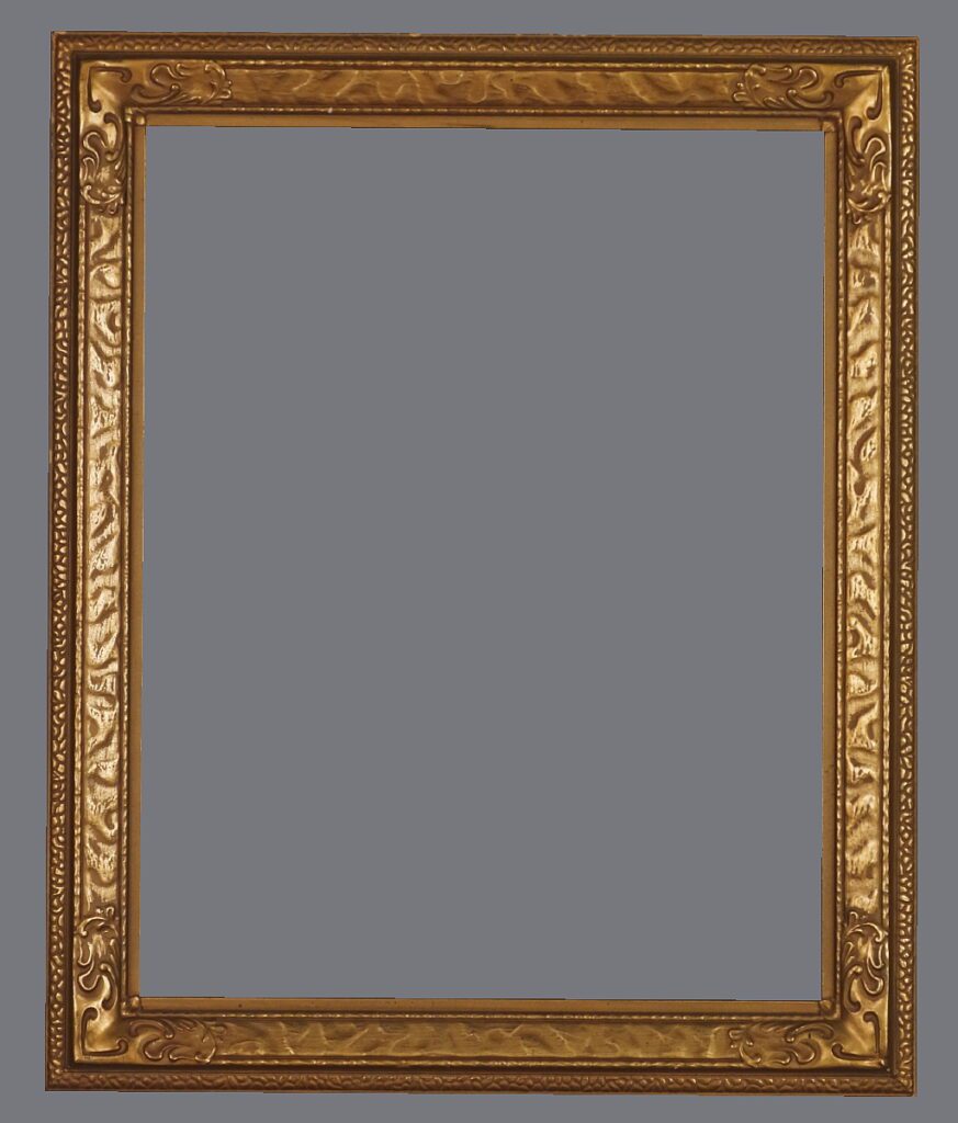 A gold frame with a gray background