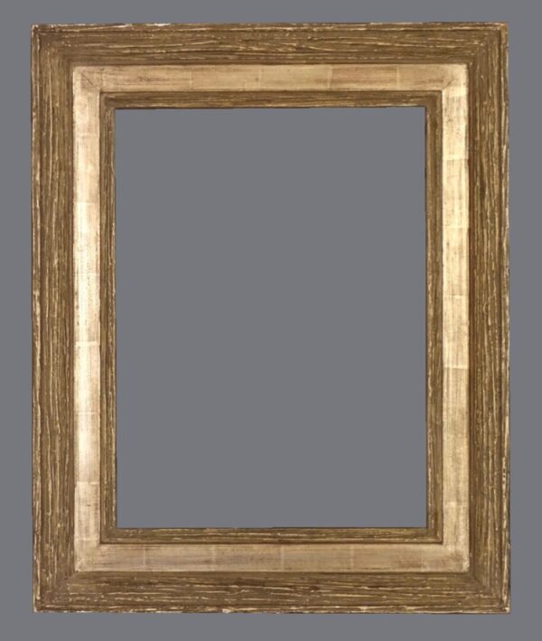 A picture frame with a gray background.