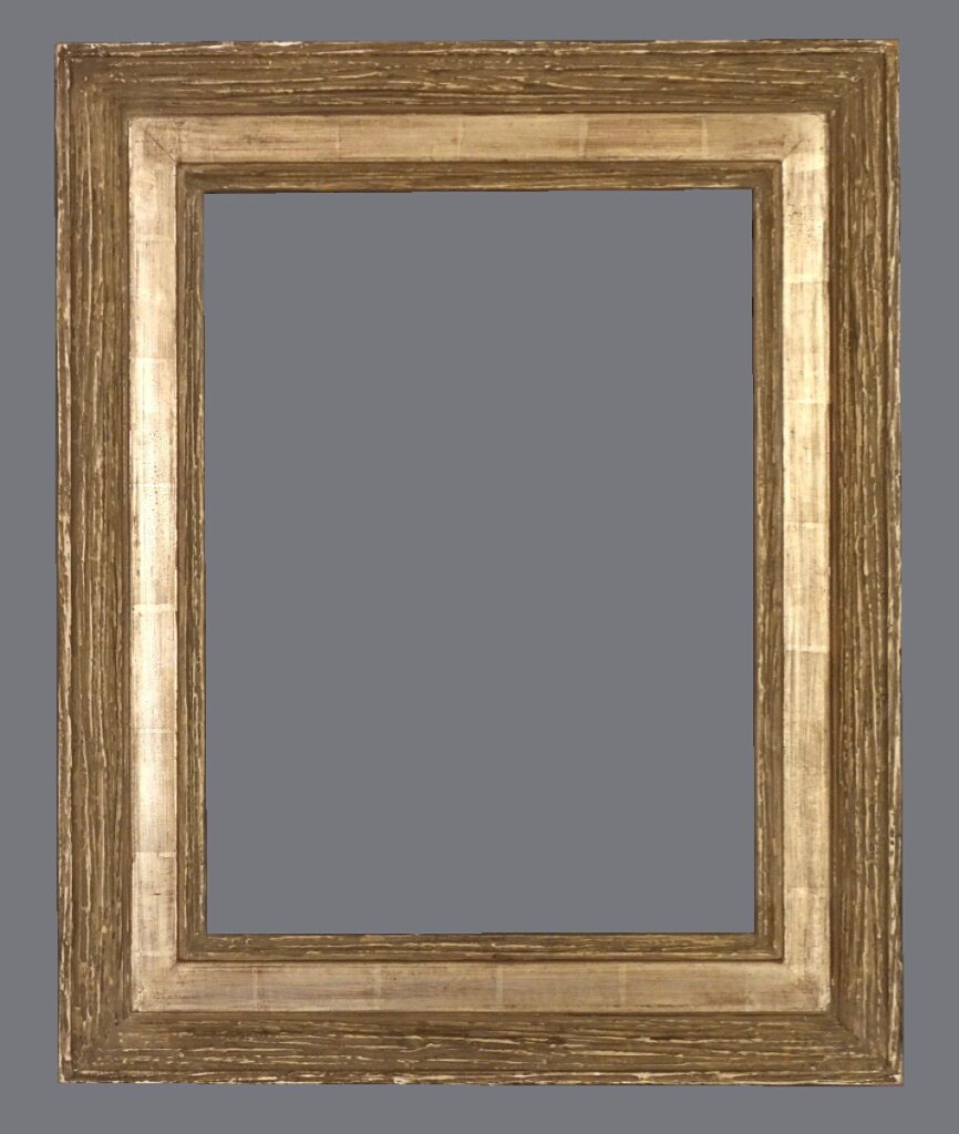 A picture frame with a gray background.