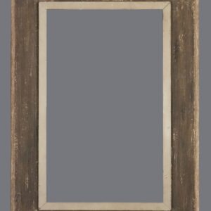 A picture frame with a gray background and a white border.