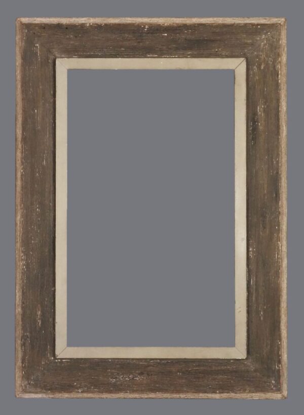 A picture frame with a gray background and a white border.