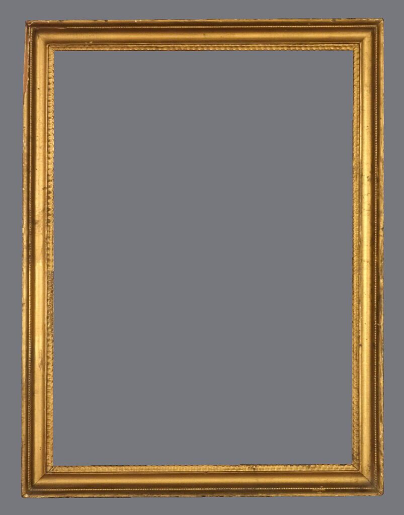 A gold frame with gray background