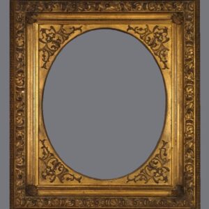 A gold frame with a floral design on it.