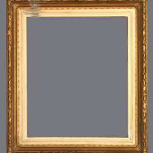 A picture frame with gold leaf and a white border.