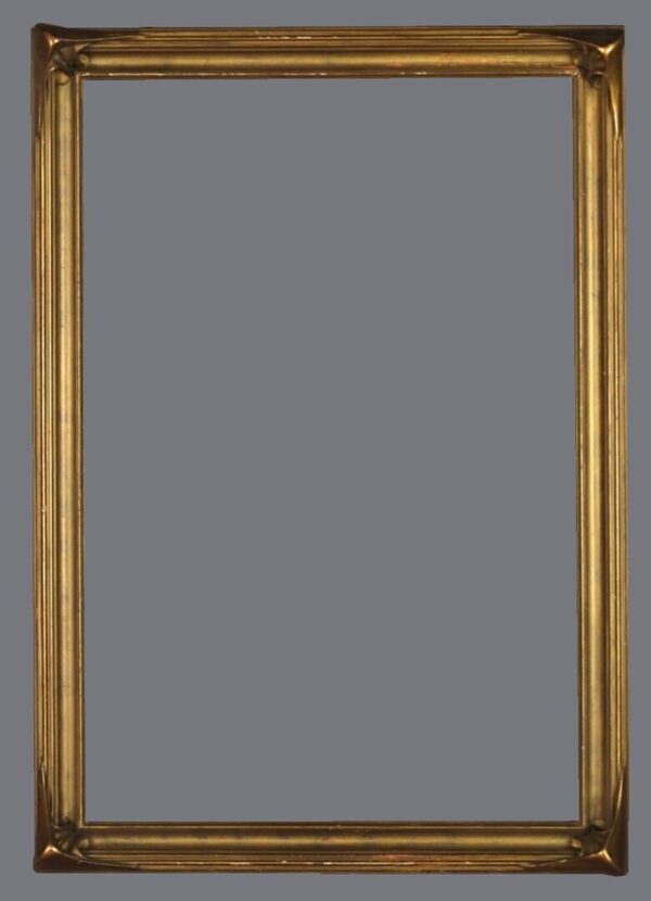 A gold frame with gray background