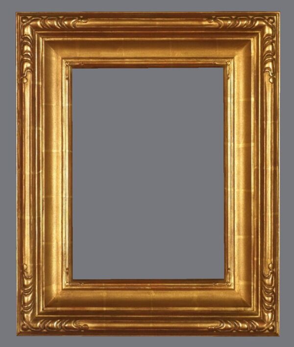 A gold frame with a gray background