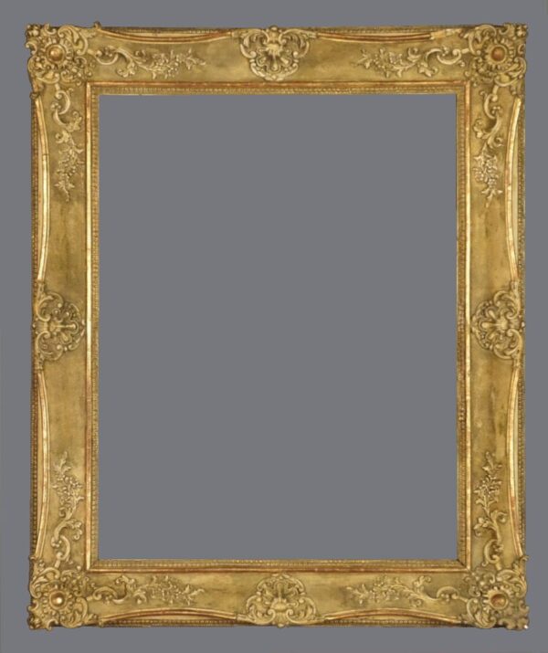 A gold frame with a gray background