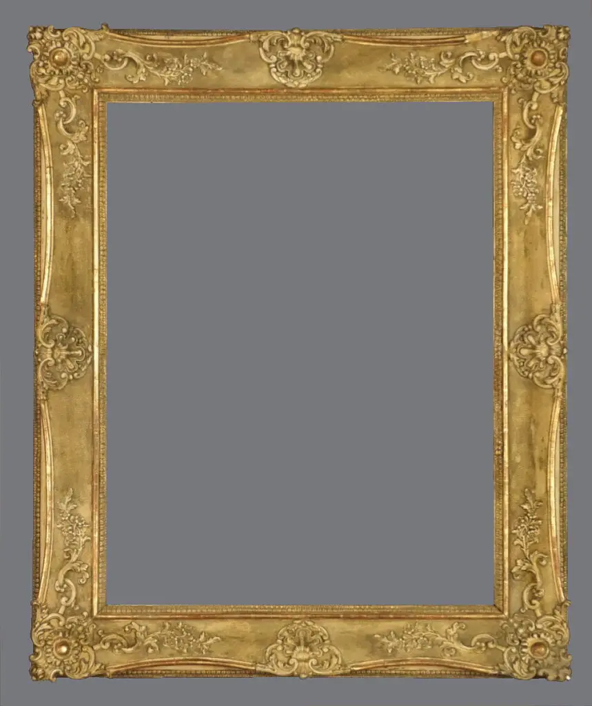 A gold frame with a gray background