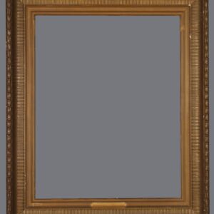 A picture frame with a gold and brown border.