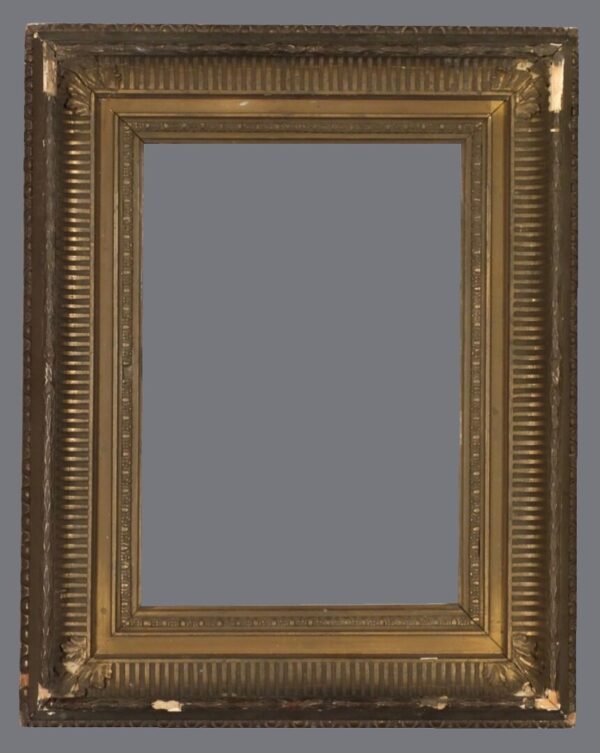 A gold frame with a gray background