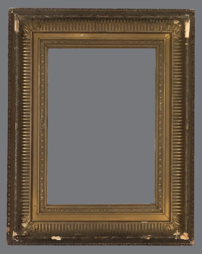 A gold frame with a gray background