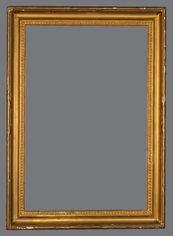 A gold frame with gray background