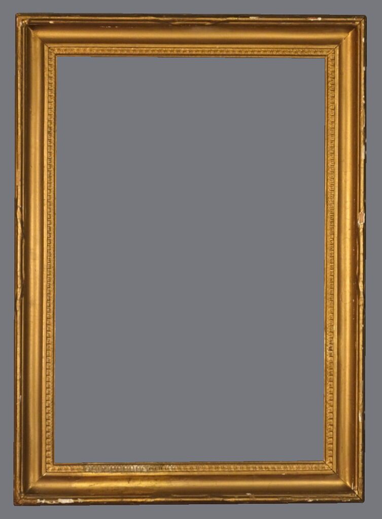 A gold frame with gray background