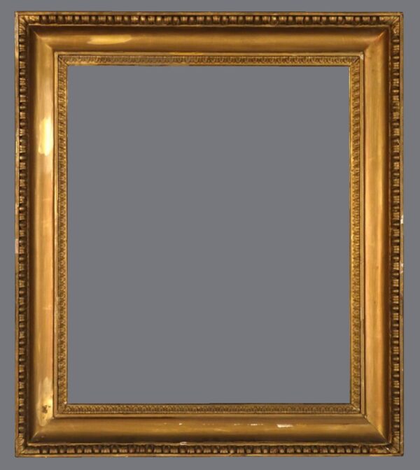 A gold frame with a gray background