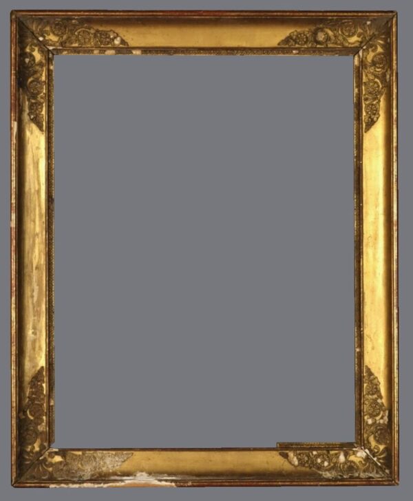 A gold frame with a gray background