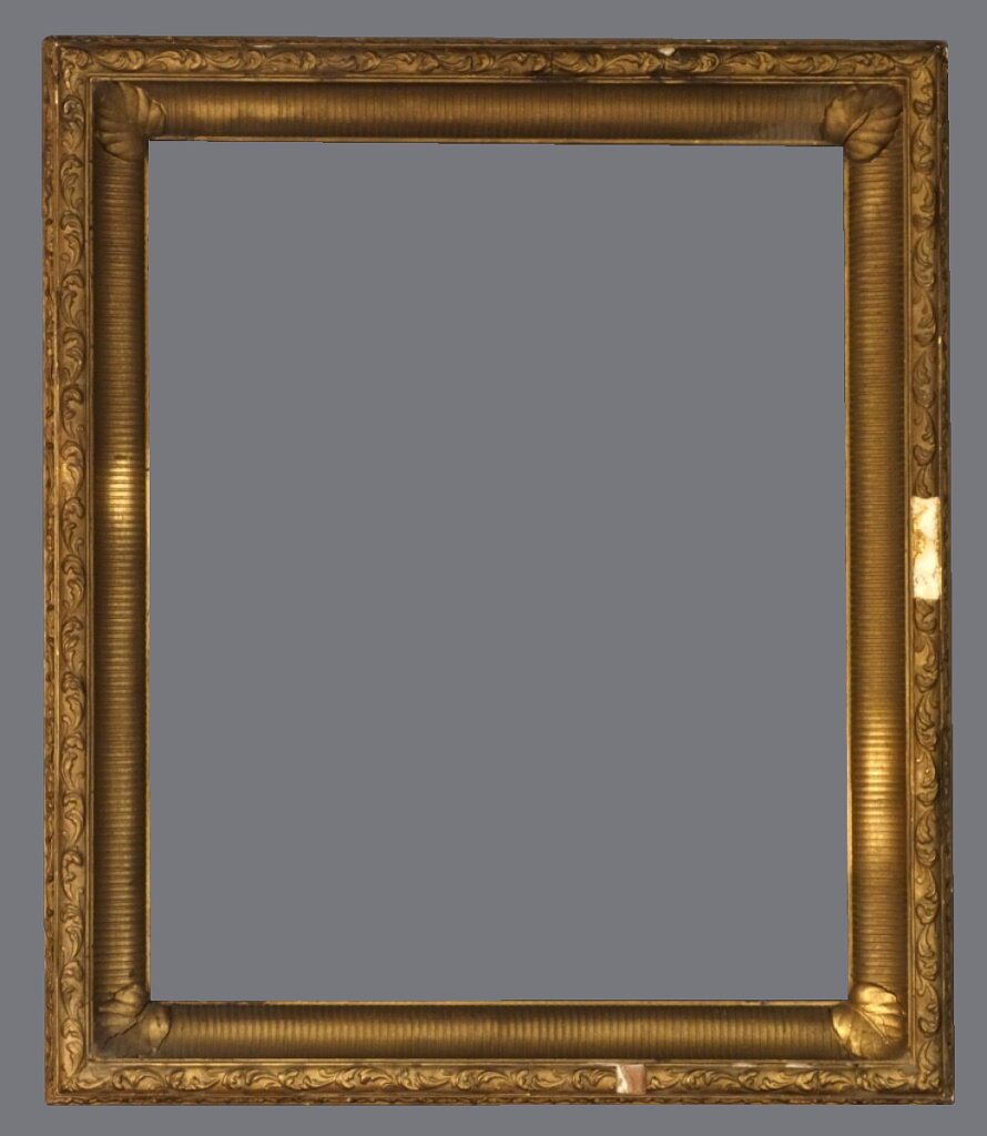 A gold frame with a gray background