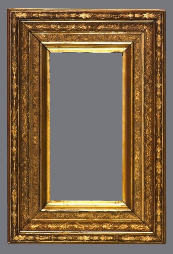 A picture frame with a gold leaf finish.