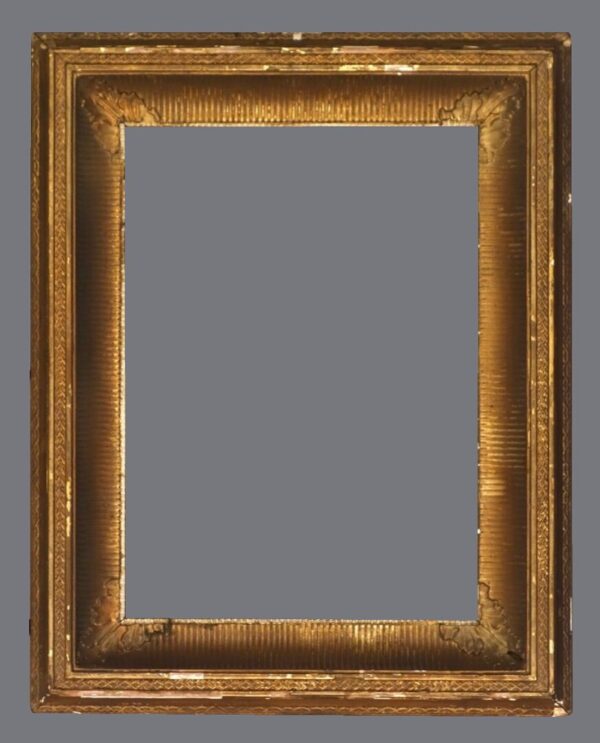 A picture frame with a gray background.