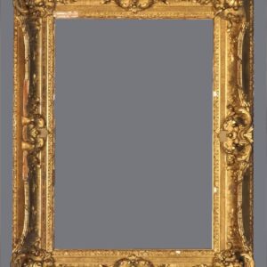 A gold frame with a gray background