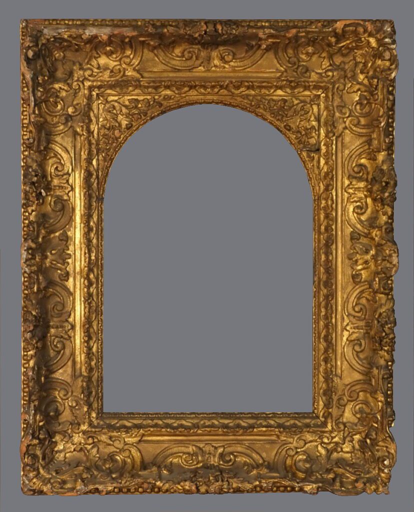 A gold frame with a large arch in the middle.