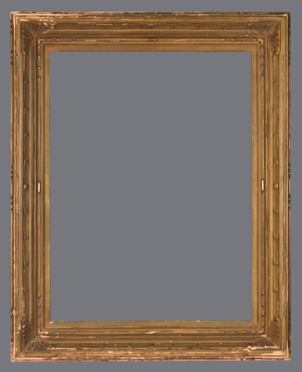 A picture frame with two wooden bars on the top.