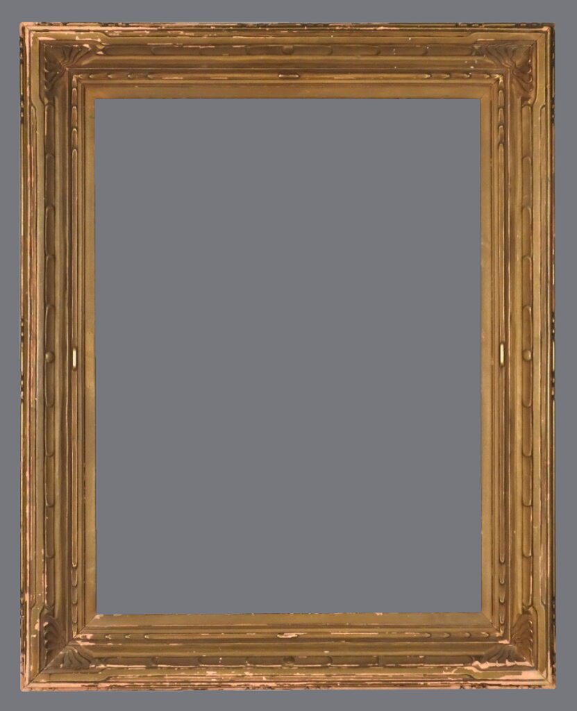 A picture frame with two wooden bars on the top.