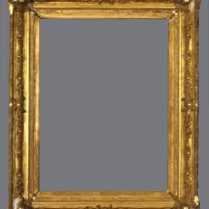 A gold frame with a gray background