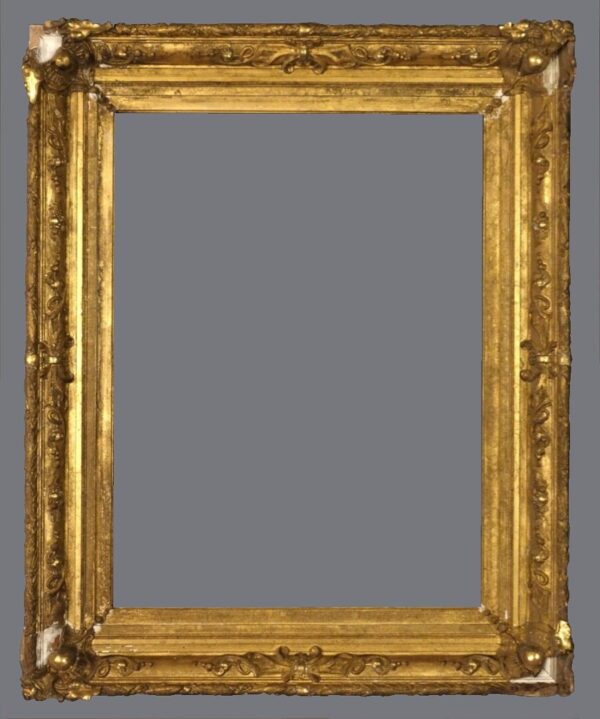 A gold frame with a gray background