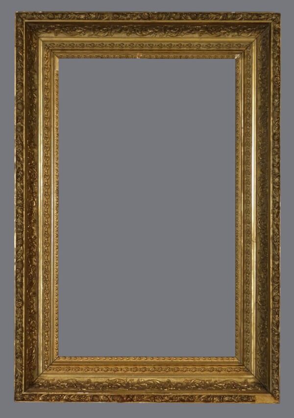 A picture frame with a gray background.