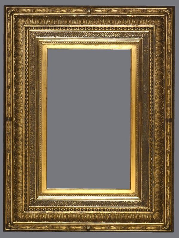 A gold frame with gray background