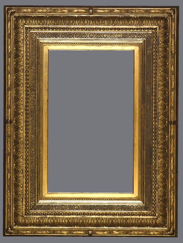 A gold frame with gray background