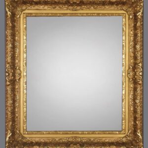 A gold frame with a gray background